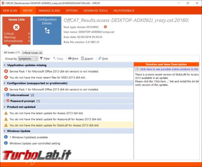 Come provare risolvere problemi Microsoft Office l’utility Microsoft Office Configuration Analyzer