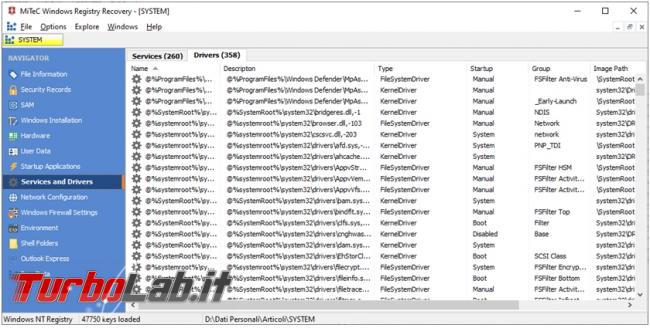 Come recuperare informazioni registro configurazione Windows offline