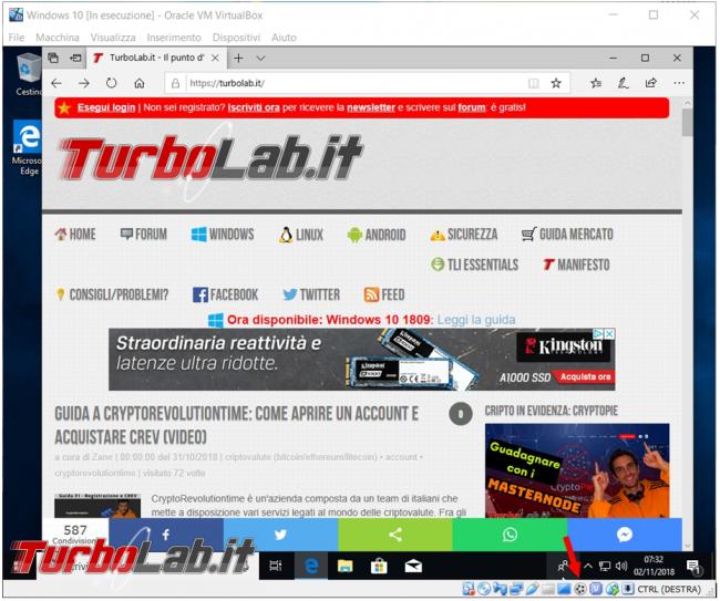 Come registrare video desktop macchina virtuale VirtualBox
