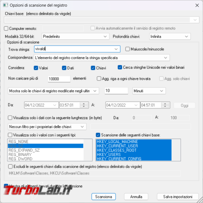 Come ricercare gruppi chiavi registro Regscanner