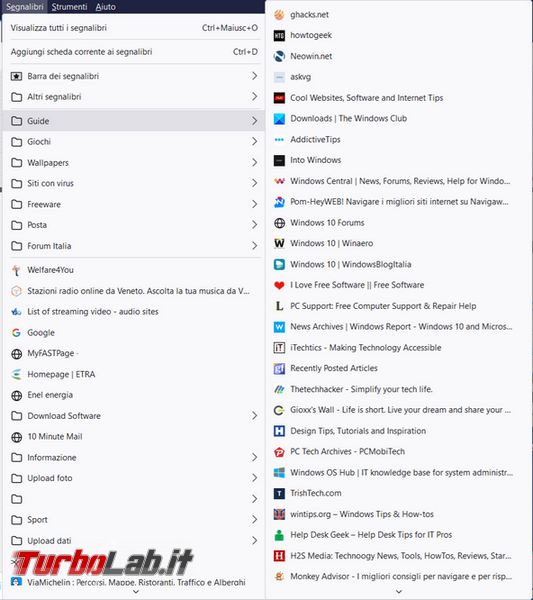 Come ridurre spazio preferiti Firefox 89