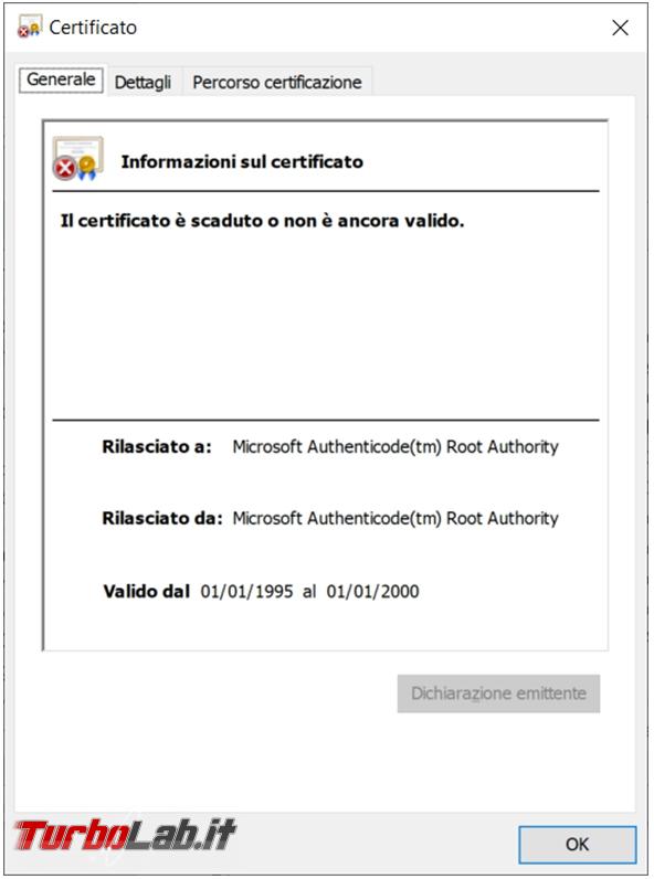 Come rimuovere certificato Windows impedisce collegamento Mozilla Firefox è scaduto