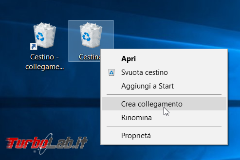 Come rimuovere/eliminare Cestino desktop Windows 10 ( aggiungerlo menu Start)