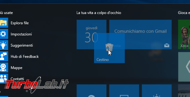 Come rimuovere/eliminare Cestino desktop Windows 10 ( aggiungerlo menu Start)