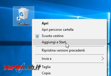 Come rimuovere/eliminare Cestino desktop Windows 10 ( aggiungerlo menu Start)