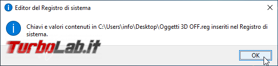 Come rimuovere, eliminare, nascondere Oggetti 3D altre cartelle Esplora file Windows 10 (Questo PC)