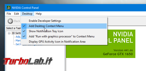 Come rimuovere NVIDIA Control Panel menu desktop Windows 10 (driver GeForce) - screen_xps_1577281889