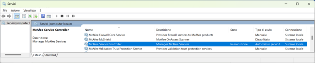 Come rimuovere servizi McAfee dopo aver utilizzato Stinger