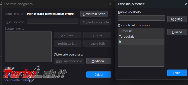Come rimuovere termine sbagliato dizionario personale Thunderbird Firefox