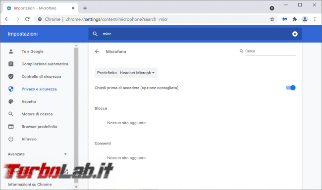 Come ripristinare Chrome quando microfono smette funzionare