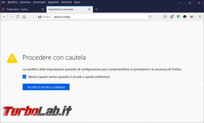 Come ripristinare comportamento originale barra ricerca nuova scheda Firefox 89