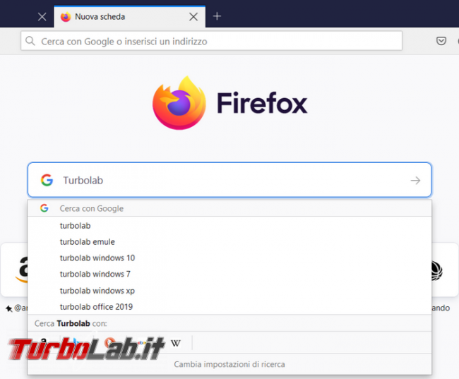 Come ripristinare comportamento originale barra ricerca nuova scheda Firefox 89