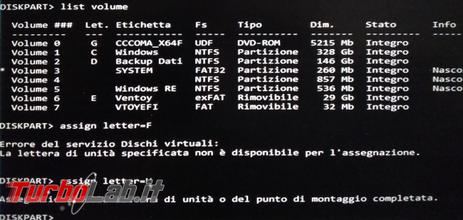 Come ripristinare partizione EFI cancellata errore