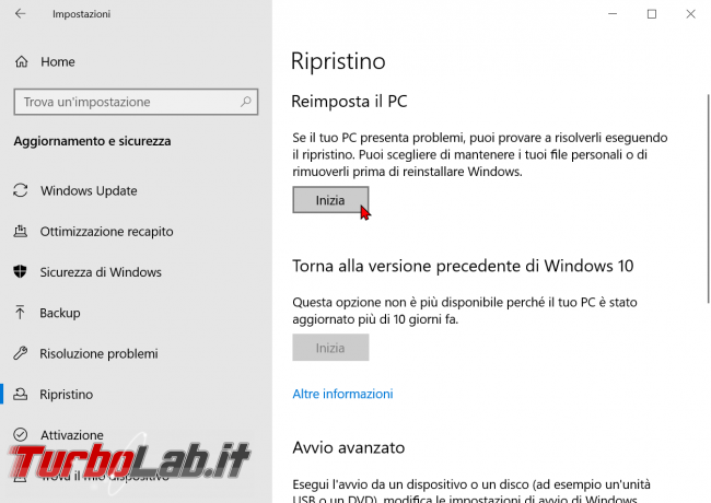 Come ripristinare resettare Windows 10 modo più facile: guida reinstallazione cloud - zShotVM_1584900276