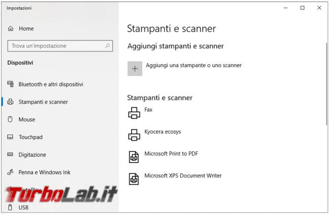 Come ripristinare stampante virtuale Microsoft print to PDF quando mancante non funzionante