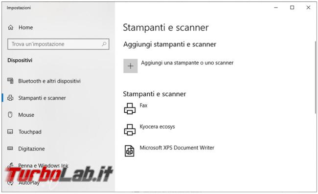 Come ripristinare stampante virtuale Microsoft print to PDF quando mancante non funzionante
