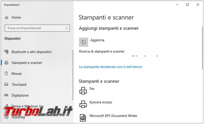 Come ripristinare stampante virtuale Microsoft print to PDF quando mancante non funzionante