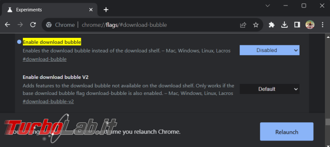 Come ripristinare vecchio layout download Chrome 116
