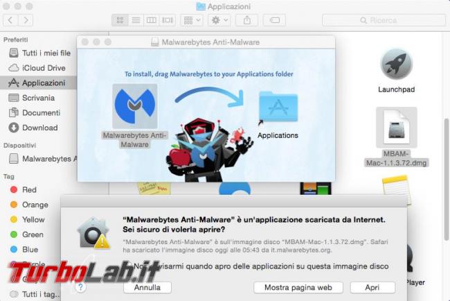 Come ripulire malware sistema operativo Mac OS X Malwarebytes Anti-Malware