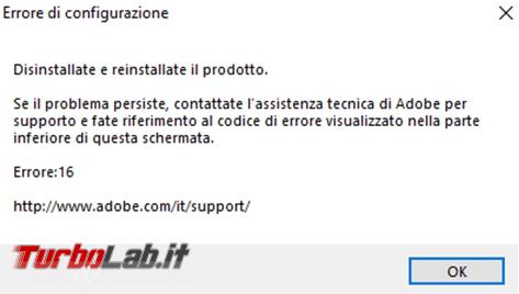 Come risolvere l’errore 16 blocca prodotti Adobe