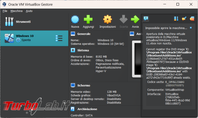 Come risolvere l’errore E_INVALIDARG (0X80070057) VirtualBox