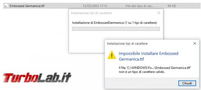 Come risolvere l’errore nell’installazione font Windows 10