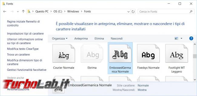 Come risolvere l’errore nell’installazione font Windows 10