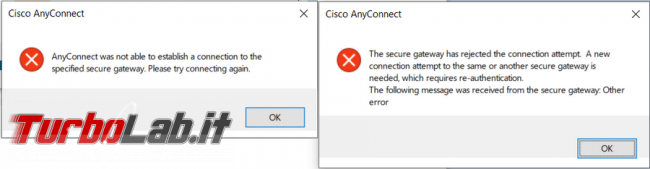 Come risolvere mancata connessione Cisco AnyConnect secure gateway