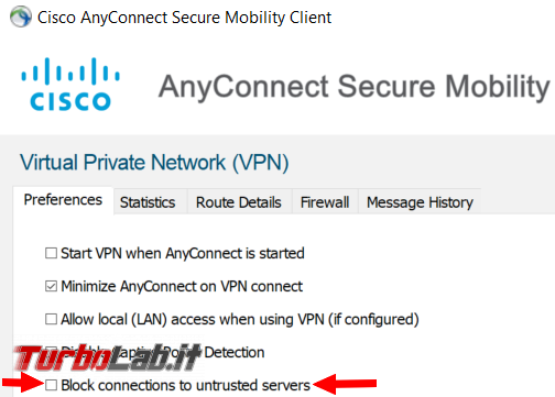 Come risolvere mancata connessione Cisco AnyConnect secure gateway