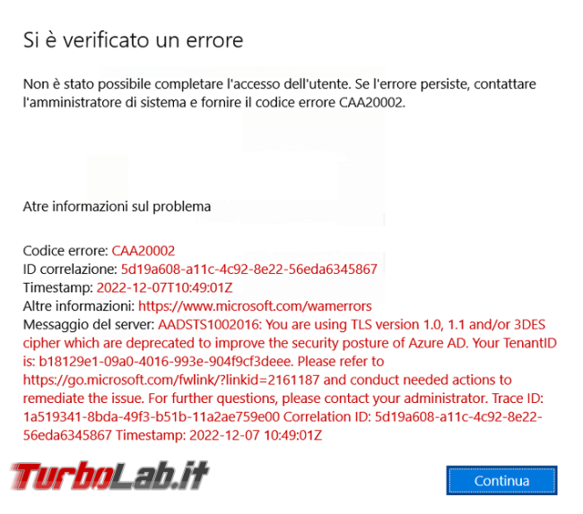 Come risolvere mancato accesso Teams l’errore CAA20002