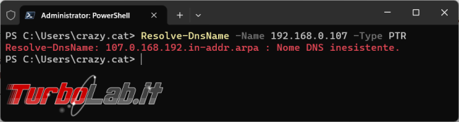 Come risolvere nome indirizzo IP sito Powershell
