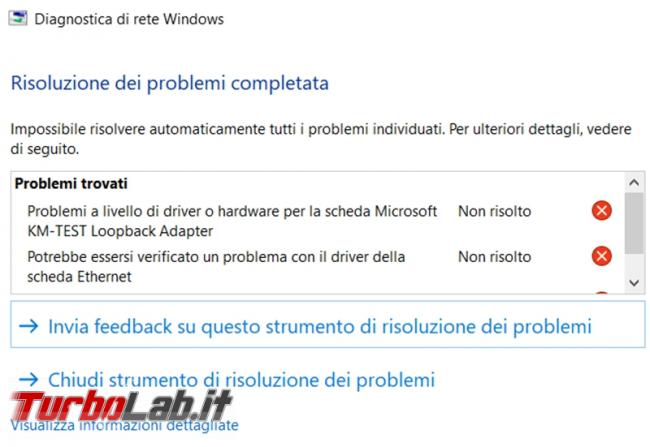 Come risolvere problema stato rete “Non connesso” Windows 10