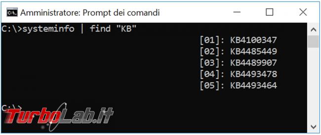 Come salvare lista aggiornamenti installati Windows