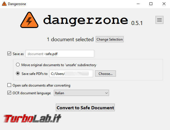 Come sanificare documenti Dangerzone
