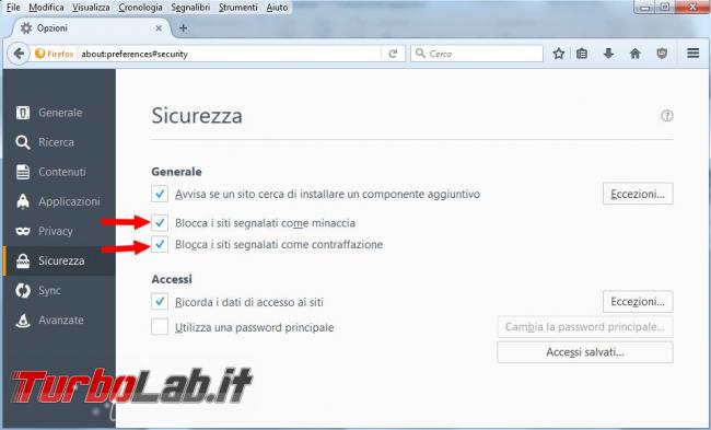 Come sbloccare l’accesso siti download potenzialmente pericolosi ( non sono) Mozilla Firefox Chrome