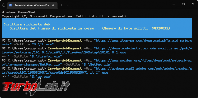 Come scaricare file direttamente riga comando PowerShell