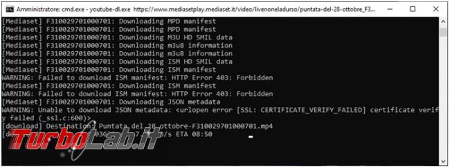 Come scaricare video YouTube riga comando youtube-dl