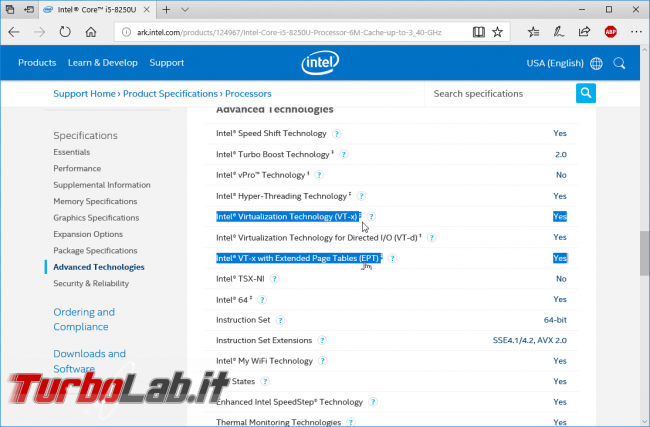 Come scoprire se CPU è dotata SLAT supporto hardware virtualizzazione - abilitare Intel VT-x AMD-V BIOS/UEFI (Hyper-V, VirtualBox, VMware)