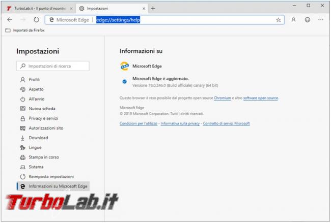 Come scoprire versione Microsoft Edge dove si trova programma profilo utente