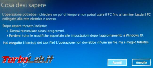 Come si disinstalla l’aggiornamento Windows 10