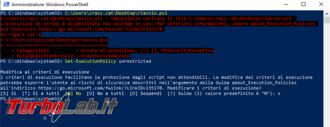 Come spegnere riavviare computer PowerShell inviare avviso all’utente