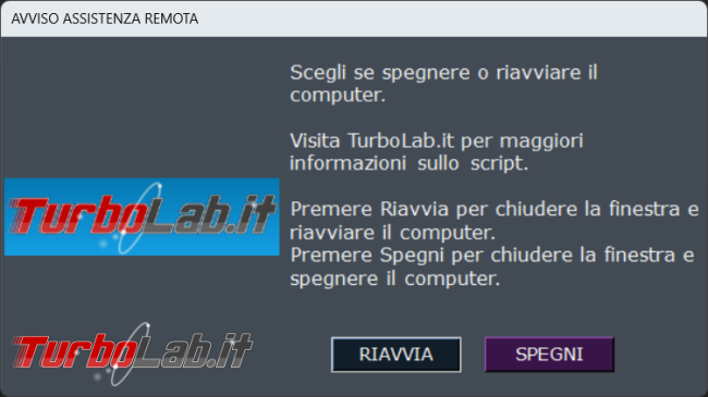 Come spegnere riavviare computer PowerShell inviare avviso all’utente