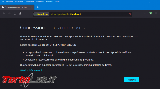 Come superare l’errore SSL_ERROR_UNSUPPORTED_VERSION Connessione sicura non riuscita Firefox
