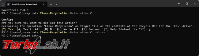 Come svuotare cestino PowerShell