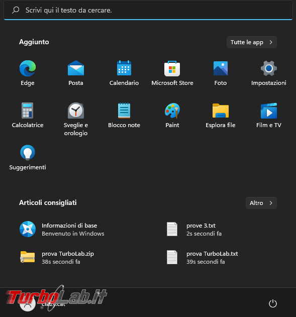 Come svuotare lista articoli consigliati, elementi aperti recente, menu start Windows 11