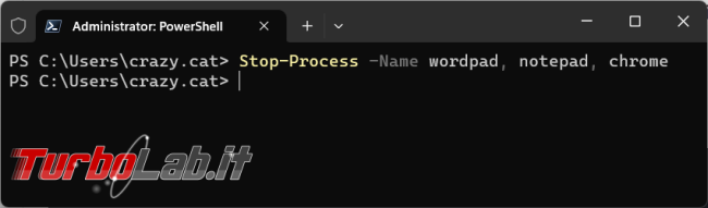 Come terminare programmi attivi PowerShell