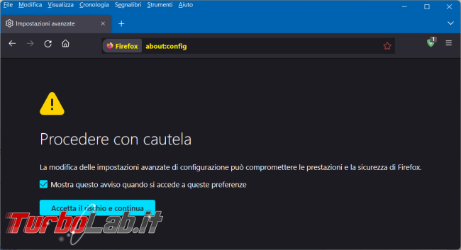 Come togliere &quot;Rivela password&quot; menu contestuale Firefox 112