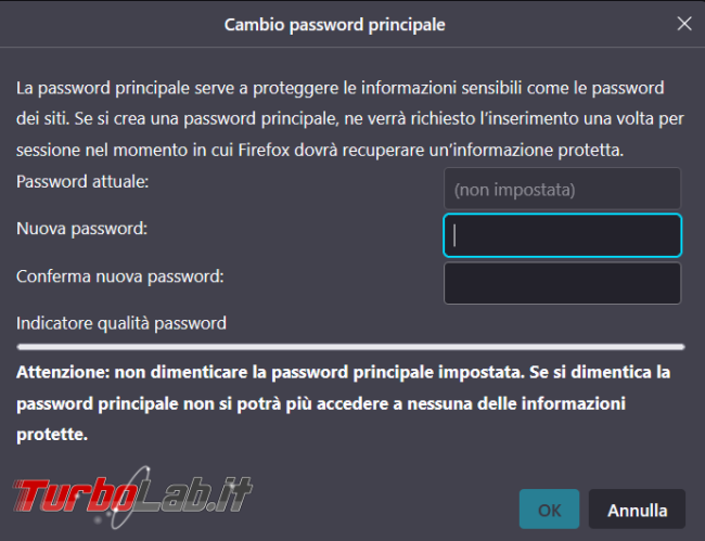Come togliere &quot;Rivela password&quot; menu contestuale Firefox 112