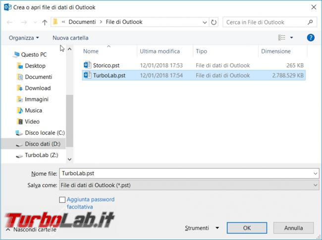 Come trasferire file posta PST Microsoft Outlook nuovo PC