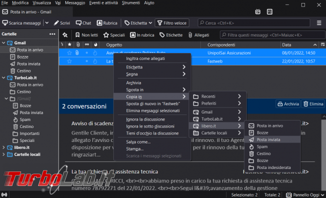 Come trasferire posta provider altro utilizzando Thunderbird